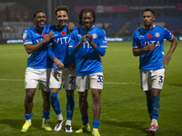 Stockport County F.C. players celebrate at full time during the Sky Bet League 1 match between Stockport County and Bolton Wanderers at the...