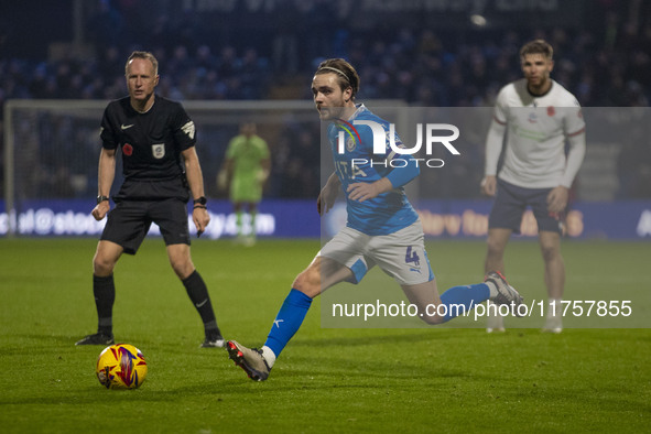 Lewis Bate #4 of Stockport County F.C. is in action during the Sky Bet League 1 match between Stockport County and Bolton Wanderers at the E...