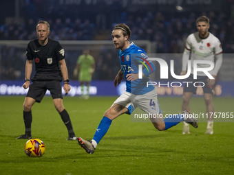 Lewis Bate #4 of Stockport County F.C. is in action during the Sky Bet League 1 match between Stockport County and Bolton Wanderers at the E...