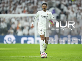 Jude Bellingham central midfield of Real Madrid and England during the La Liga match between Real Madrid CF and CA Osasuna at Estadio Santia...