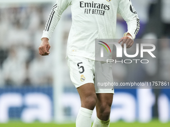 Jude Bellingham central midfield of Real Madrid and England during the La Liga match between Real Madrid CF and CA Osasuna at Estadio Santia...