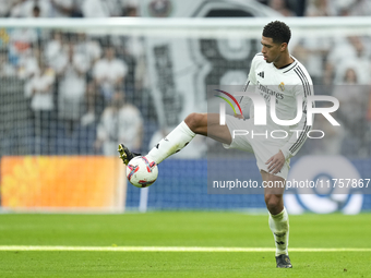 Jude Bellingham central midfield of Real Madrid and England during the La Liga match between Real Madrid CF and CA Osasuna at Estadio Santia...