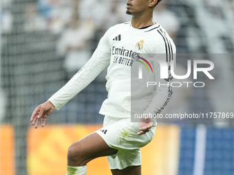 Jude Bellingham central midfield of Real Madrid and England during the La Liga match between Real Madrid CF and CA Osasuna at Estadio Santia...