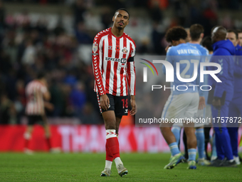 Wilson Isidor of Sunderland shows dejection at full time during the Sky Bet Championship match between Sunderland and Coventry City at the S...