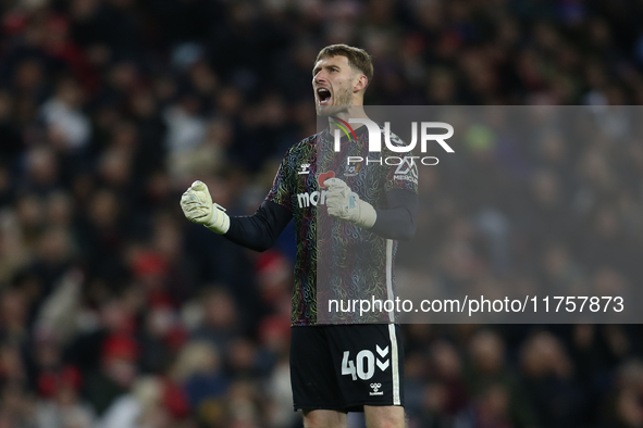 Coventry City goalkeeper Bradley Collins celebrates during the Sky Bet Championship match between Sunderland and Coventry City at the Stadiu...