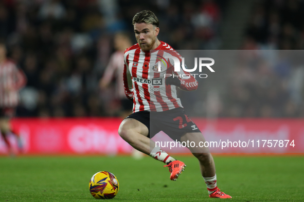 Aaron Connolly of Sunderland plays during the Sky Bet Championship match between Sunderland and Coventry City at the Stadium Of Light in Sun...