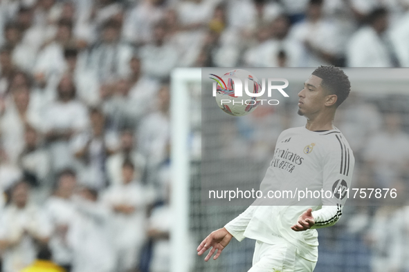 Jude Bellingham central midfield of Real Madrid and England during the La Liga match between Real Madrid CF and CA Osasuna at Estadio Santia...