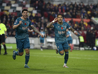 Justin Kluivert of Bournemouth celebrates his goal during the Premier League match between Brentford and Bournemouth at the Gtech Community...