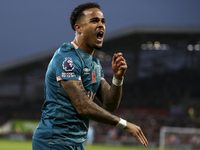 Justin Kluivert of Bournemouth celebrates his goal during the Premier League match between Brentford and Bournemouth at the Gtech Community...