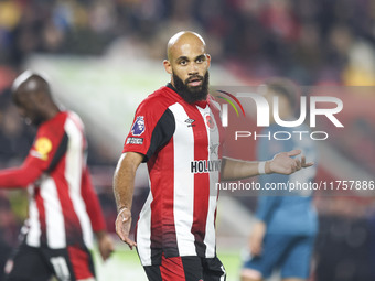 Bryan Mbeumo of Brentford participates in the Premier League match between Brentford and Bournemouth at the Gtech Community Stadium in Brent...