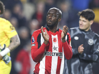 Yoane Wissa of Brentford, who scores two goals, stands at the end of the game during the Premier League match between Brentford and Bournemo...