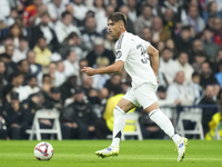 Raul Asencio centre-back of Real Madrid and Spain during the La Liga match between Real Madrid CF and CA Osasuna at Estadio Santiago Bernabe...