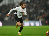 Marcuss Harness of Derby County is in action during the Sky Bet Championship match between Derby County and Plymouth Argyle at Pride Park in...