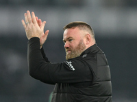 Wayne Rooney, manager of Plymouth Argyle, applauds the Derby supporters during the Sky Bet Championship match between Derby County and Plymo...