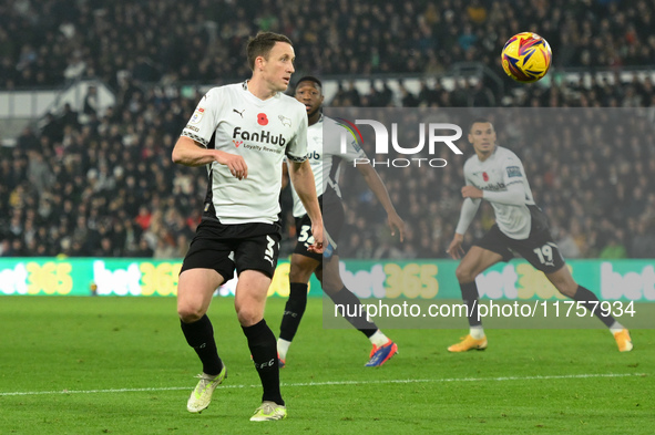 Craig Forsyth of Derby County is in action during the Sky Bet Championship match between Derby County and Plymouth Argyle at Pride Park in D...