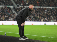 Wayne Rooney manages Plymouth Argyle during the Sky Bet Championship match between Derby County and Plymouth Argyle at Pride Park in Derby,...