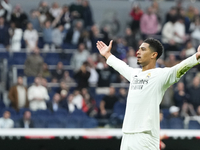 Jude Bellingham central midfield of Real Madrid and England celebrates after scoring his sides first goal during the La Liga match between R...