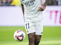 Rodrygo Silva de Goes of Real Madrid CF warms up during the La Liga EA Sports 2024/25 football match between Real Madrid CF and CA Osasuna a...