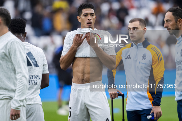 Jude Bellingham of Real Madrid CF appears during the La Liga EA Sports 2024/25 football match between Real Madrid CF and CA Osasuna at Estad...