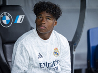 Endrick Felipe Moreira de Sousa of Real Madrid CF sits on the bench during the La Liga EA Sports 2024/25 football match between Real Madrid...