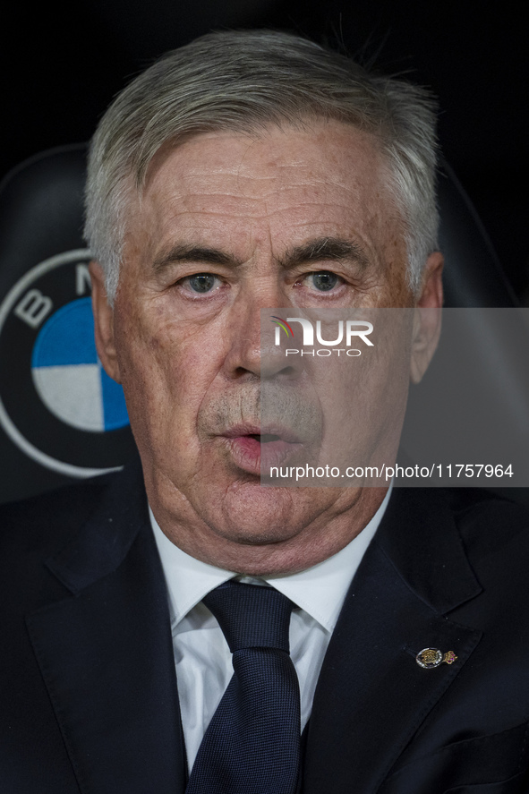 Carlo Ancelotti, head coach of Real Madrid CF, is seen during the La Liga EA Sports 2024/25 football match between Real Madrid CF and CA Osa...