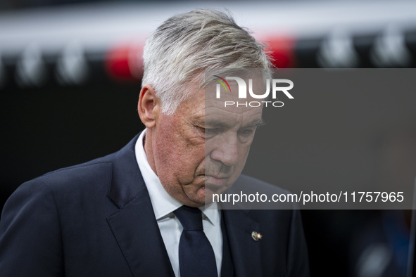 Carlo Ancelotti, head coach of Real Madrid CF, is seen during the La Liga EA Sports 2024/25 football match between Real Madrid CF and CA Osa...