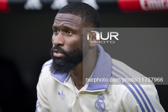 Antonio Rudiger of Real Madrid CF enters the field during the La Liga EA Sports 2024/25 football match between Real Madrid CF and CA Osasuna...