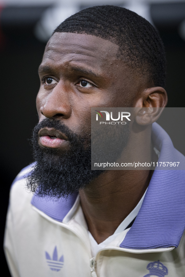 Antonio Rudiger of Real Madrid CF enters the field during the La Liga EA Sports 2024/25 football match between Real Madrid CF and CA Osasuna...