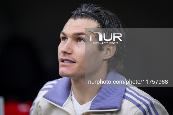 Fran Garcia of Real Madrid CF enters the field during the La Liga EA Sports 2024/25 football match between Real Madrid CF and CA Osasuna at...