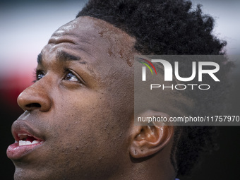 Vinicius Junior of Real Madrid CF enters the field during the La Liga EA Sports 2024/25 football match between Real Madrid CF and CA Osasuna...