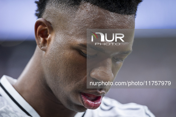 Vinicius Junior of Real Madrid CF is seen during the La Liga EA Sports 2024/25 football match between Real Madrid CF and CA Osasuna at Estad...