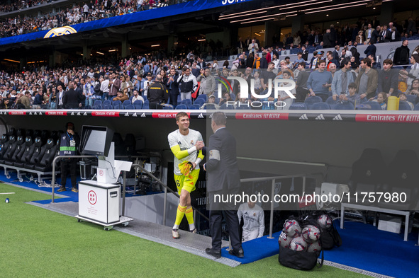 Fran Gonzalez of Real Madrid CF enters the field during the La Liga EA Sports 2024/25 football match between Real Madrid CF and CA Osasuna a...