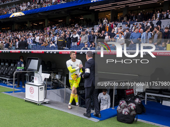 Fran Gonzalez of Real Madrid CF enters the field during the La Liga EA Sports 2024/25 football match between Real Madrid CF and CA Osasuna a...