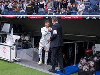 Raul Asencio of Real Madrid CF enters the field during the La Liga EA Sports 2024/25 football match between Real Madrid CF and CA Osasuna at...