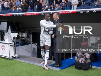 Ferland Mendy of Real Madrid CF enters the field during the La Liga EA Sports 2024/25 football match between Real Madrid CF and CA Osasuna a...