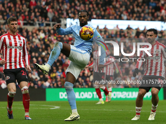 Coventry City's Haji Wright controls a ball during the Sky Bet Championship match between Sunderland and Coventry City at the Stadium Of Lig...