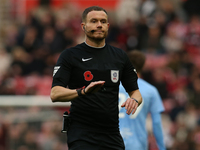 Referee Leigh Doughty officiates during the Sky Bet Championship match between Sunderland and Coventry City at the Stadium Of Light in Sunde...