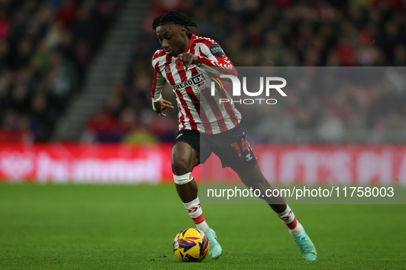 Romaine Mundle plays during the Sky Bet Championship match between Sunderland and Coventry City at the Stadium Of Light in Sunderland, Engla...