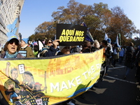 A general view shows protesters in front of the eminent immigration reform changes in Manhattan, NY, on November 9, 2024. The New York Immig...