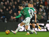 Julio Pleguezuelo of Plymouth Argyle is under pressure from Kayden Jackson of Derby County during the Sky Bet Championship match between Der...