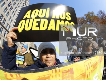 A general view shows protesters in front of the eminent immigration reform changes in Manhattan, NY, on November 9, 2024. The New York Immig...