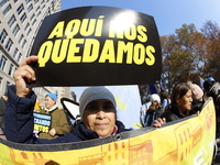 A general view shows protesters in front of the eminent immigration reform changes in Manhattan, NY, on November 9, 2024. The New York Immig...