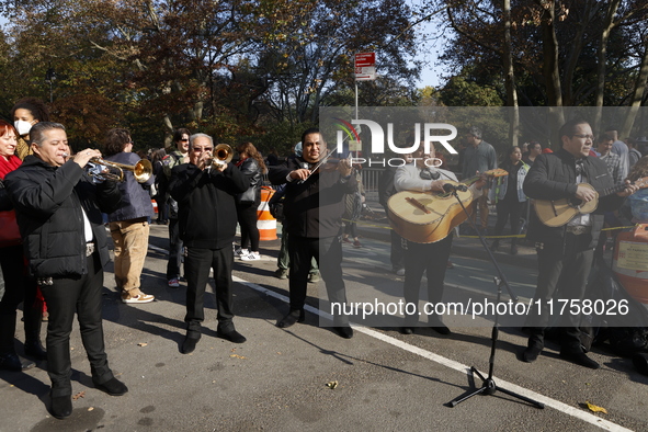 A general view shows protesters in front of the eminent immigration reform changes in Manhattan, NY, on November 9, 2024. The New York Immig...