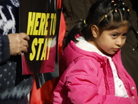 A general view shows protesters in front of the eminent immigration reform changes in Manhattan, NY, on November 9, 2024. The New York Immig...