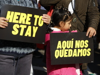 A general view shows protesters in front of the eminent immigration reform changes in Manhattan, NY, on November 9, 2024. The New York Immig...