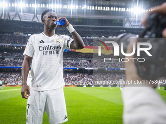 Vinicius Junior of Real Madrid CF is seen during the La Liga EA Sports 2024/25 football match between Real Madrid CF and CA Osasuna at Estad...