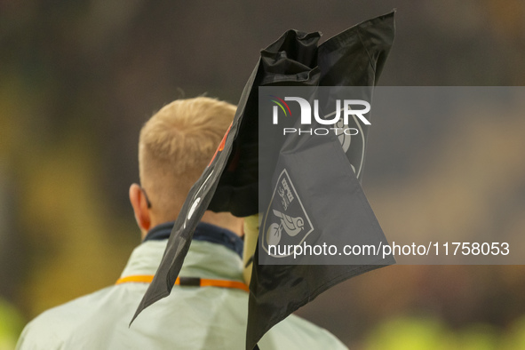 Norwich City corner flags are taken away after the Sky Bet Championship match between Norwich City and Bristol City at Carrow Road in Norwic...