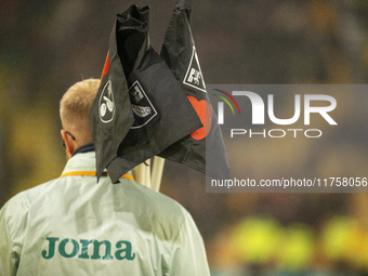 Norwich City corner flags are taken away after the Sky Bet Championship match between Norwich City and Bristol City at Carrow Road in Norwic...