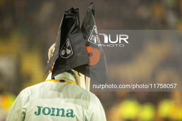 Norwich City corner flags are taken away after the Sky Bet Championship match between Norwich City and Bristol City at Carrow Road in Norwic...