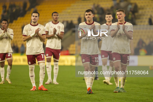 Jason Knight of Bristol City applauds their supporters after the Sky Bet Championship match between Norwich City and Bristol City at Carrow...